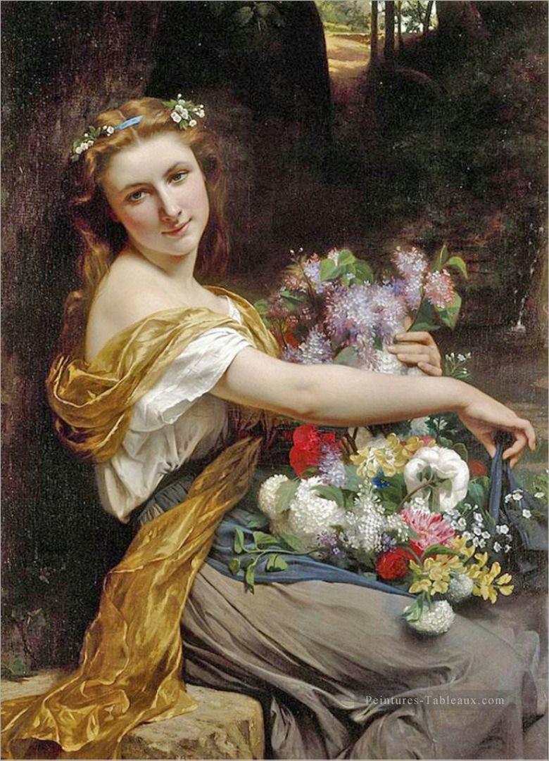 Dionysia Mulheres Flores Classicisme académique Pierre Auguste Cot Peintures à l'huile
